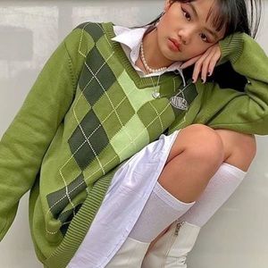 Minga London Argyle Sweater in green